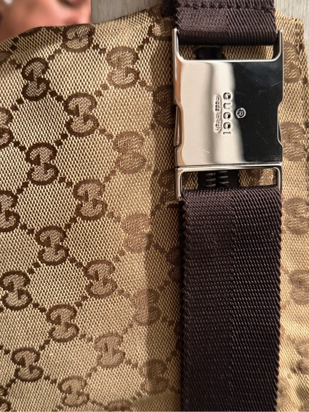 Gucci Brown & Beige Monogram Belt Bag - Picture 5 of 6